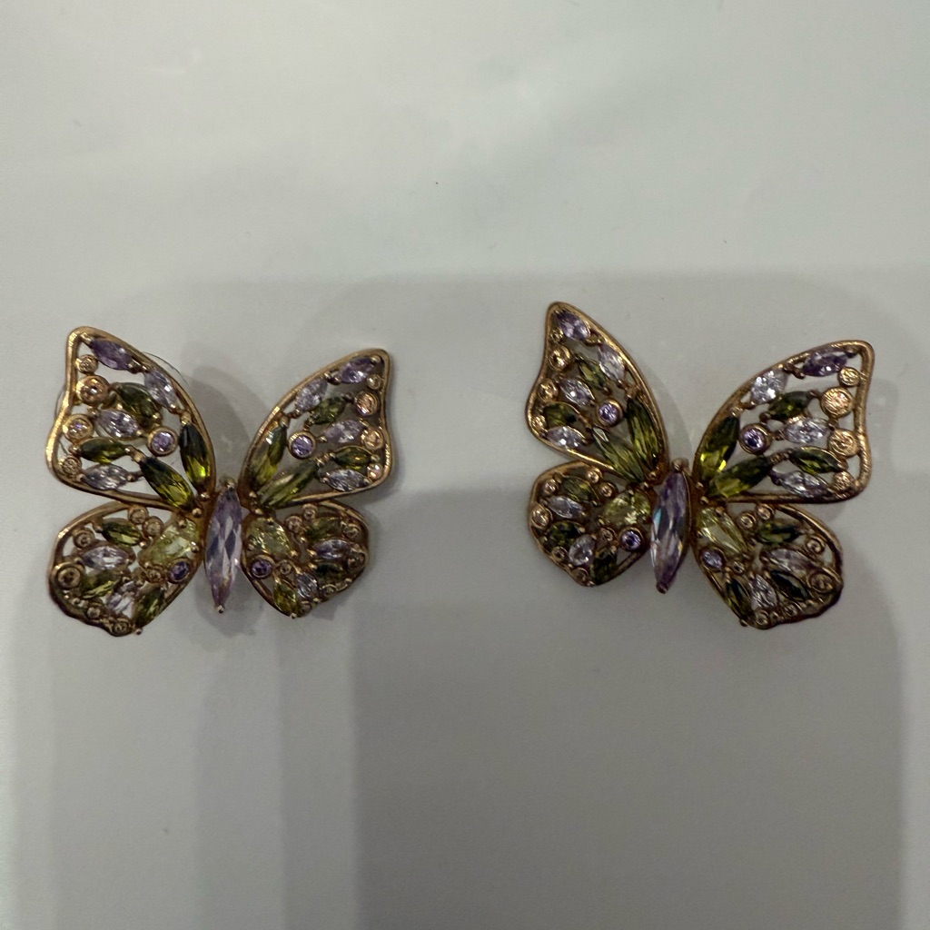 Mignonne Gavigan Green And Purple Butterfly Earrings